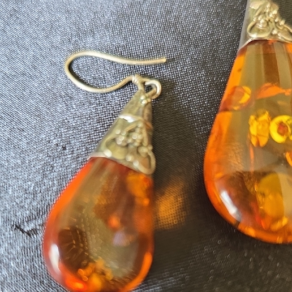 Elegant Amber 1960s Jewelry Set with Silver Accents (925) - Picture 2 of 4